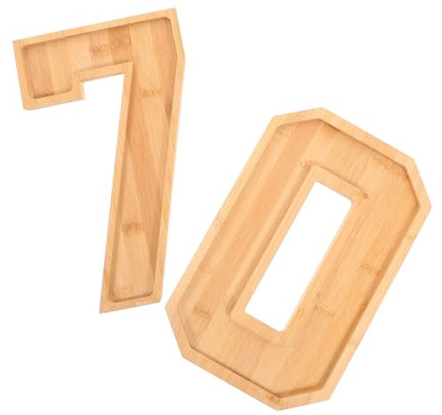 OFFSCH Plateau De Service Bois Forme Chiffres Plateau Polyvalent pour Apéritif Et Rangement Lot pour Fête Et Cuisine