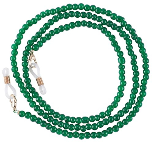 GORGECRAFT 1 Box 1 Stück 74cm Brillenkette Mit Perlen Brillenhalter Um Das Halsband Halskette Schlüsselband Multifunktional Stilvolle Grüne Perlen Brillenhalterkette Für Damen Sonnenbrillen Lesebrill