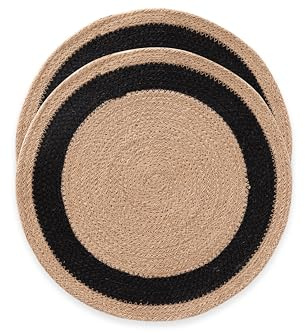Manteles Individuales Redondos, Salvamantel Yute, Natural Hecho a Mano, 38x38 cm Pack 2 Unidades
