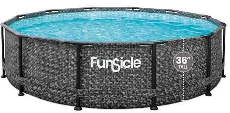Funsicle Oasis Designer 12' x 36 Round Above Ground Swimming Pool Set with 2-in-1 Filter Pump & Ladder - Easy Setup for Backyard Fun