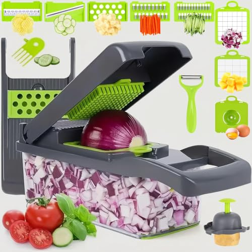 Vegetable Chopper Vegetable Cutter，Mandoline Vegetable Slicer and Cutters - Veggie Onion Potato Salad Food Chopper Manual, Veg Chopper and Dicer,Kitchen Tools & Gadgets, Includes a Free Egg Cutter