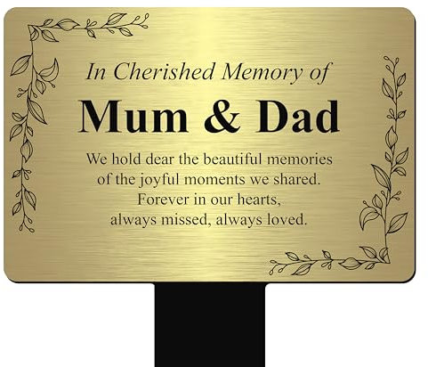 Custom Memorial Plaque – Personalised Bereavement Gifts, Gardens Ground Stakes & Grave Ornaments in Durable Acrylic, Waterproof & Hard-Wearing (Brushed Gold)