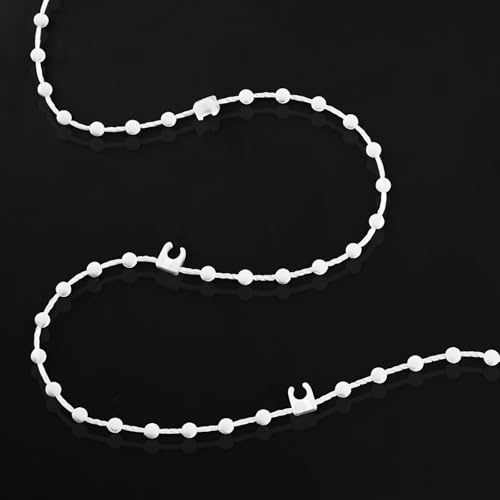XWYDZ 20m White Vertical Blind Chain and Blind Chain, Vertical Blinds Repair Parts, Clips Bottom Chain Replacement for 3mm Slats(20 Meters, Divided into 2 PCS, 10 Meters Each)