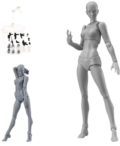 Action -Abbildungen 5.1in bewegliche Gelenke Flexible Zeichnungsfiguren Modell mit Basis leichter wahrer Zeichnung Figur zum Skizzieren, Malen, Zeichnen, Künstler (weiblich)
