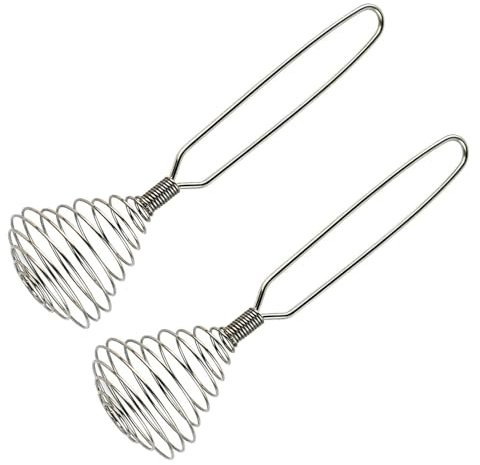 Lelasety Stainless Steel Spring Coil Whisk Set 2 Pack, Wire Whip Egg Beater, Kitchen Cookware Hand Mixer For Cooking, Mixing, Blending, Beating, Stirring, 8.7 Inch