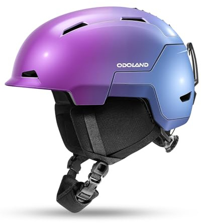 Odoland Casco da Sci Unisex, Casco da Snowboard per Uomo e Donna, Protezione Ottimale Ventilazione, Taglia Regolabile per Adulti Caschi per Snowboard e Sci Alpino, Viola Sfumata