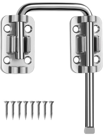 Patio Sliding Door Loop Lock,Stainless Steel Door Latch Lock with Screws for Window Barn Garden Fence Gate Shed Garage