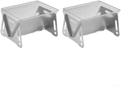 Tragbarer faltbarer Holzkohlegrill, Edelstahl-Campinggrill, Mini-Grill mit Aufbewahrungstaschen für Picknicks im Freien