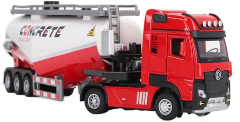 CHICIRIS Cement Pump Truck Engineering Toy, Pull Back Tires Concrete Pump Truck Toy High Simulation Openable Door Realistic Details for Outdoors (Red)