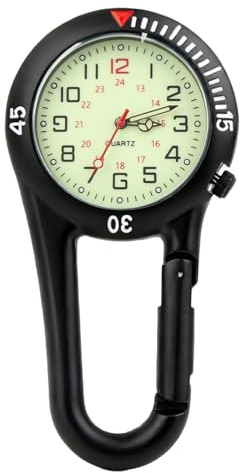 Solryn Montre de Poche à Clip avec Cadran Lumineux et Mouvement Quartz Précis, Montre Gousset Étanche en Acier Inoxydable, Compatible avec Sports, Cyclistes