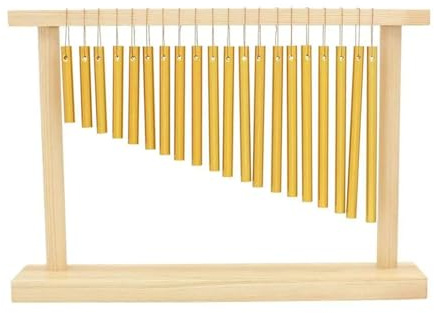 Wind Chime Percussion Table Top Wind Chime with Wood Stand Stick, Musical Percussion Instrument 20 Bars Single-row Adult 20-Tone(Gold)