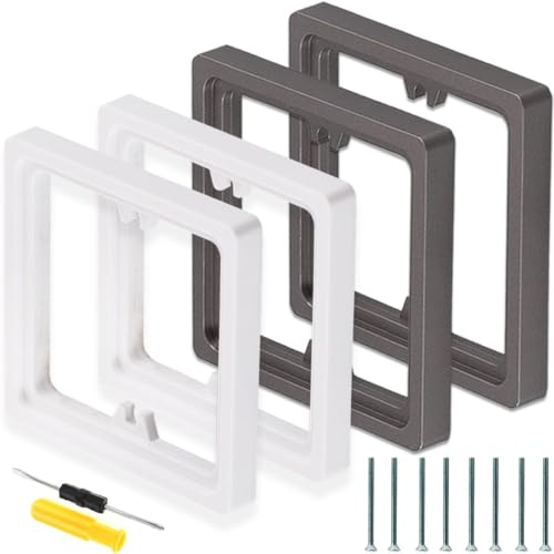Acmerota 10 mm Single Socket Spacer Marco de 1 compartimento para enchufes e interruptores, marco espaciador cuadrado para mejorar la profundidad de la pared Solución Juego de 4, 2 piezas blancas+2