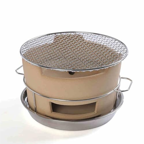 EliteBloom Clay Grilling Stove, Small Round Clay Charcoal Stove, Clay Grilling Stove, Ceramic Fire Pit, Portable Tabletop Pottery Stove, Outdoor BBQ Package, for Camping Or Home,One Color-M