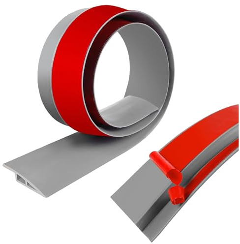 PVC Übergangsprofil für Böden, Selbstklebende Boden Übergangsleiste für Höhenunterschiede 7–10mm, Türschwellen leiste für Laminat Fliesen Holz, Teppichkantenleiste(Gray,1.0m/3.28ft)