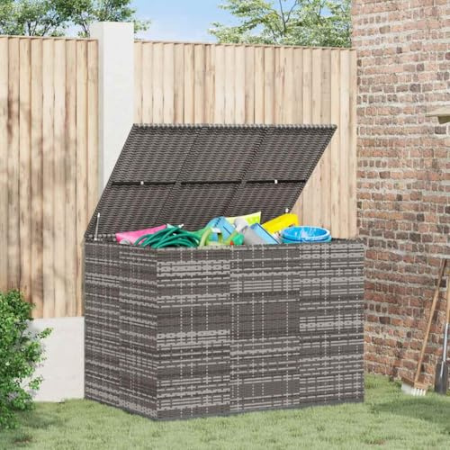 Genérico Baúl para Cojines de jardín ratán PE Gris 145x100x103 cm,Mobiliario,Muebles de jardín,Cajas de almacenaje para exteriores-317231