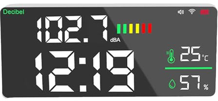 Taidda Fonometro, Ampio Display a LED da 11 Pollici Tester di Decibel 4 in 1 con connettività WiFi e APP, per Home Studio Factory Office Classroom