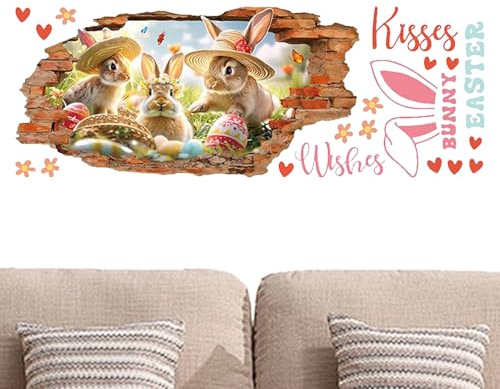 Adesivi murali e murales | Colla artistica rimovibile dei cartoni animati | Adesivo da parete con coniglio design con rottura dei fori | Retro autoadesivo per un facile bagno per insetti cameretta dei