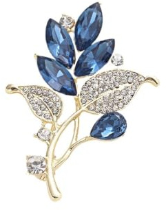 Blått kristallblad diamantbrosch, nische-design, cheongsam kostym bröstblomma