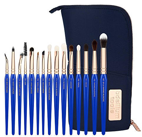 Bdellium Tools Professionelles Make-up-Pinsel-Set, goldfarbene Dreiecksaugen, 15-teilig