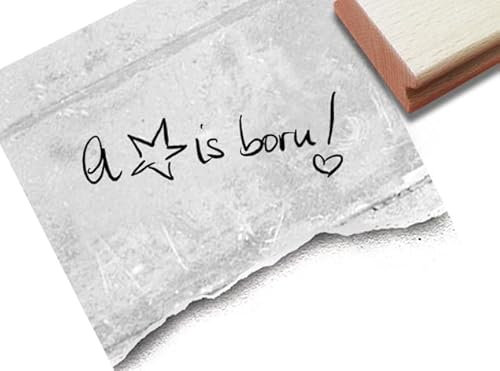 Stempel A star is born! - Textstempel Geburt Taufe Geburtsanzeige Baby Geburtstag Einladung Geschenkanhänger Deko Fotobuch Scrapbook - zAcheR-fineT
