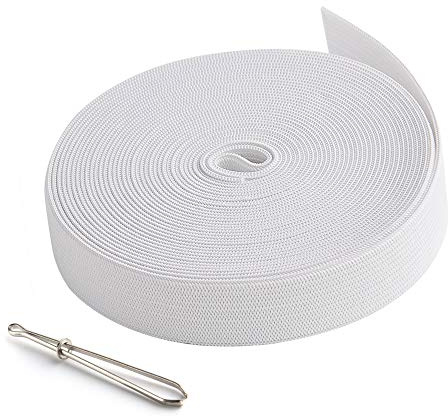 FEPITO 6.6 Yards/ 6 Meters Flat Elastic Bands Spool Sewing Band Flat Elastic Cord 20mm Wide,White