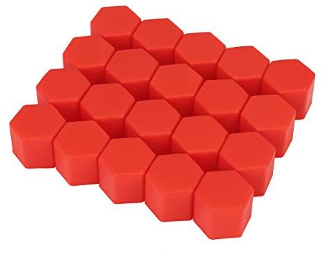 X AUTOHAUX 20pcs 17mm Red Silicone Car Wheel Nut Lug Hub Covers Dust Caps