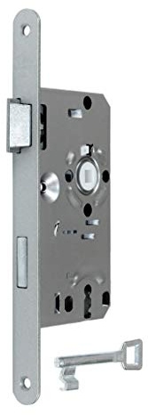 BKS Standard Zimmertürschloss/Türschloss mit Metall Falle und Riegel, mit Buntbart 55/72/8, Stulp: 20 x 235mm abgerundet, DIN Links incl. SN-TEC® Montageset