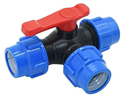 MDD T-Pipe-Kugelhahn T-förmiges Stecker 20/25/32/40/50/63mm, PVC PE-Rohr-Tap-T-T-Wasserteiler 1/2 3/4 1 1,25 1,5 2 (Size : 63MM)