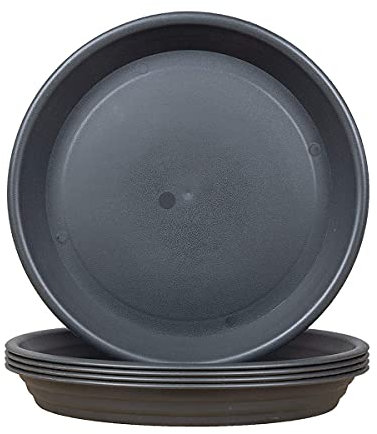 LIKOSO 5 Pcs Plants Saucers, Plastic Plant Pot Saucers, ​Flower Pot Drip Trays for Indoor and Outdoor Plants - Gray,14 CM
