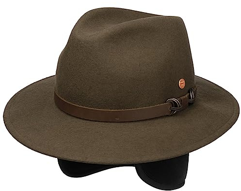 Mayser Georgia Outdoorhut Traveller Filzhut Ledergarnitur Ohrenklappen Herren Herbst Winter Made in EU Hellbraun 59 cm
