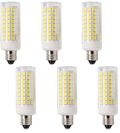 Lxcom Lighting Dimmable E11 LED Corn Bulb 10W Mini Ceramic Candelabra Bulbs 4000K Natural White (6 Pack)- 102 LEDs 2835 SMD 100W Equivalent T3/T4 JDE11 120V Lamp for Chandeliers Cabinet Lighting
