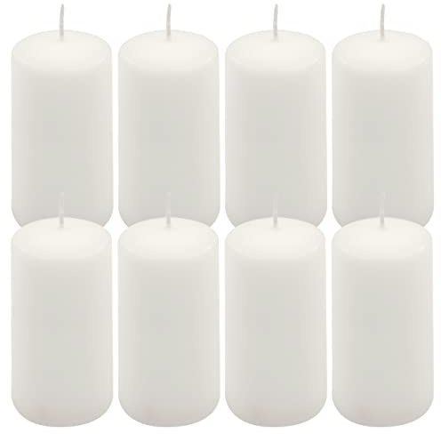 Stumpenkerze weiß Höhe 10 cm Ø 5 cm lange Brenndauer Rund-Kerze Säulenkerzen Kerzen-Deko Tafelkerzen Weihnachts-Kerzen Hochzeits-Deko (8)