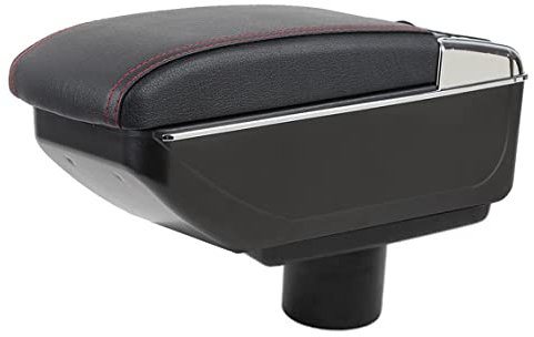 Caja de reposabrazos Compatible con Seat Ibiza 6j Ibiza 6L, Caja de Almacenamiento de Consola Central con portavasos y cenicero Negro/Giratorio de una Sola Capa
