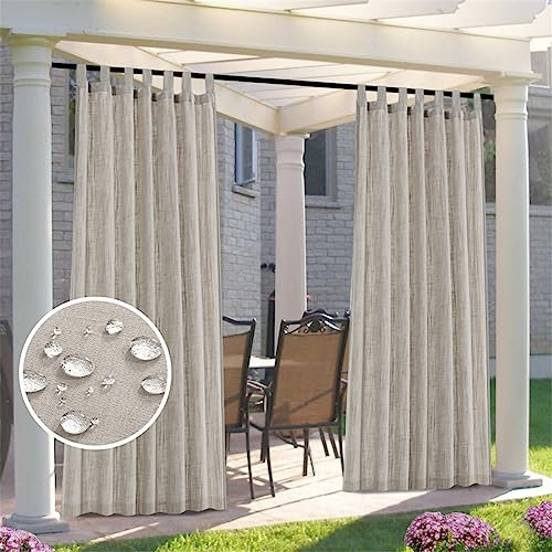 HOMDECR wasserdichte Indoor-Outdoor Vorhänge Für Terrasse - Privatsphäre, Sonnenschutz, Tülle, Wetterfest, UV-beständige Vorhänge Für Pavillon, Veranda, Pergola Grau 2 Paneel (132CM x 274CM,E1)