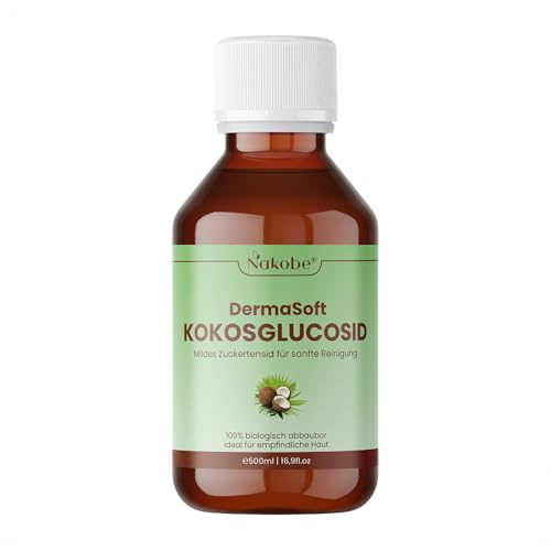Nakobe Kokosglucosid 500ml - Pflanzliches Tensid für Sanfte Haut & Haarpflege - Vegan, Biologisch Abbaubar, Frei von Sulfaten, Ideal für DIY Kosmetik