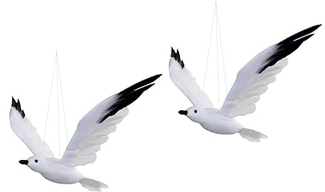 Garneck 2 Stück Außendekorationen Heimdekorationen Hängende Dekoration Im Freien Möwen-Design Hängende Verzierung Möwen-Wanddekoration Fliegende Vogelverzierung Künstliches