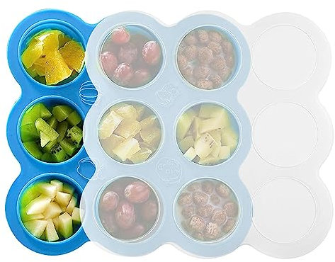 Fukamou Aufbewahrung Von Babynahrung Aus Silikon, 12 Fächer Babynahrung Einfrieren Behälte Mit Silikon Deckel, Perfekt Für Hausgemachte Babynahrung, Gemüse, Eiswürfeln,Fruchtpüree Und Muttermilch