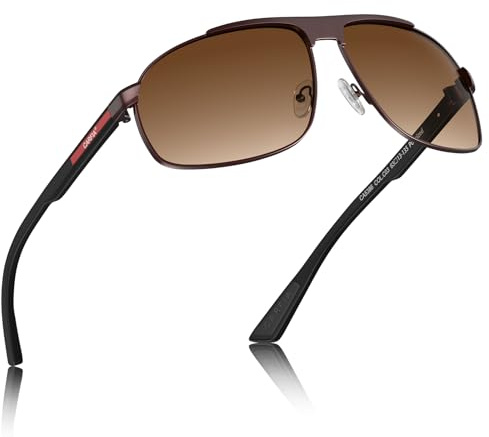 CARFIA Polarisierte Sonnenbrille Herren Metallrahmen 100% UV400 Fahrradbrille Quadratisch Pilotenbrille Outdoor Wandern Reisen Blendschutzbrille CA5386