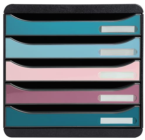 EXACOMPTA - Art.-Nr. 309606D - BIG BOX+ Skandi Ordnungsmodul stapelbar - Box mit 5 Schubladen für A4+ Dokumente - Außenmaße: Prof 34,7 x Breite 27,8 x Höhe 27,1 cm