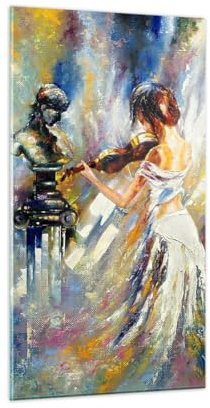 Bilder auf Glas Stück Frau Künstler Glasbild 45x80cm Wandbilder Dekoration Wohnzimmer Schlafzimmer Küche Deko Klein Wanddeko Bild im Glas Wand Kunstdruck Art Modern Wall Decor Glasdruck GPA45x80-5146