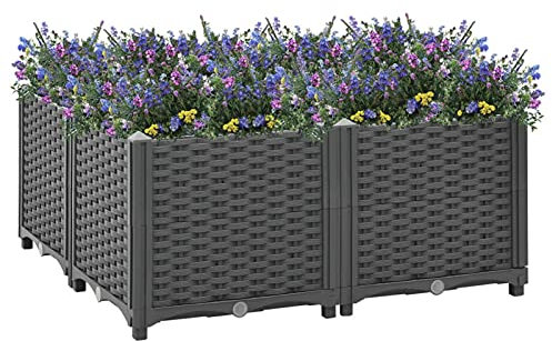 ZEYUAN Hochbeet, Hochbeet Für Den Balkon, Pflanzbeet, Frühbeet, Gartenbeet, Pflanzkübel,Pflanzentopf, 80x80x38 cm Polypropylen