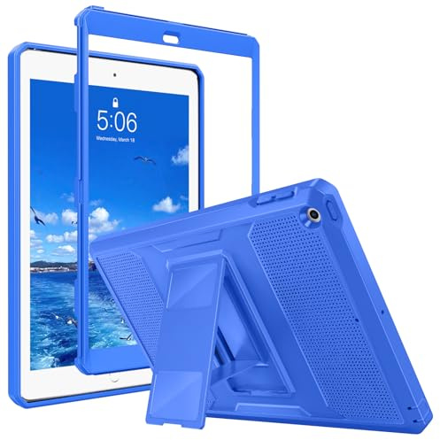 MoKo Housse pour iPad 2017/2018 9.7 Pouces,iPad 6ème/5ème Gén, Vague Bleue | Robuste Toute Protection，Étui pour Tablette Anti-Choc avec Support Protection d'Écran Intégrée