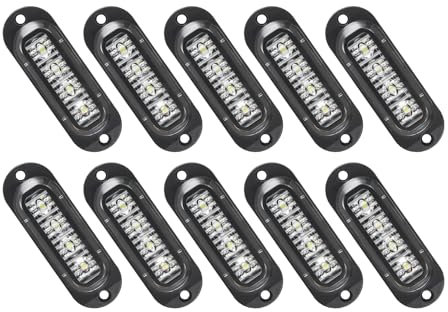 Krtopo 10X 4 LED Side Marker Lights 12/ 24V Trailer Side Lamp Warning light for Truck RV Caravan (White)