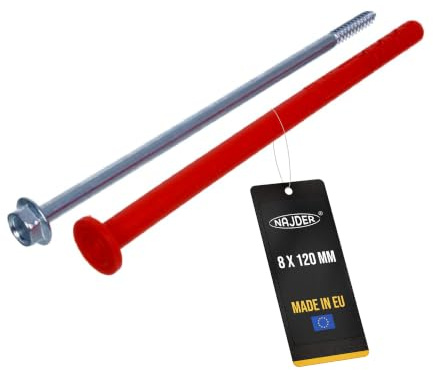 NAJDER Spreizdübel Spreizdübel für Lochstein und Porenbeton, extrem hohen Haltewerte, große Verankerungstiefe 8x120 mm verzinkt / SW13 T40 (10 Stück)
