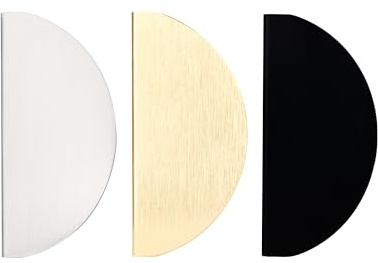 Natural Goods Berlin Möbelgriffe rund HALBKREIS 5 Stück Gold (gebürstet) / 64mm Lochabstand/Schrankknöpfe passend für 15-22mm Türstärken/Griffe für Küchenschränke, Kommoden, Sideboard etc.