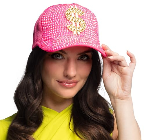 Boland - UV Mütze Dollar mit Strass | Basecap für 90er Kostüm, Karneval und Mottoparty, Gangster, Hip-Hop, Rapper, VIP