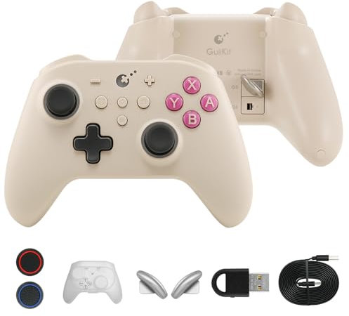 GuliKit KK3 Pro Wireless Controller für Switch/Switch OLED, Bluetooth Controller für PC/Steam Deck, Hall Joysticks/Trigger, 1000Hz Polling Rate, Maglev/Rotor/HD Vibration, Hyperlink Adapter (Retro)