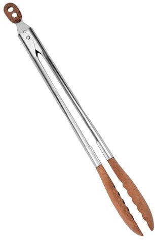 Pince de service alimentaire | Pince de cuisine antidérapante avec poignée en acier inoxydable | Ustensiles de service à salade, pinces à pâtes avec trou, pinces de service résistantes à la chaleur