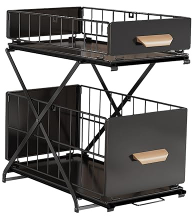 Kedia Étagère sous Évier, Étagère Multifonctionnelle, Rangements sous évier et Organisation de Cuisine, Porte-épices, Étagère sous Placard (Noir)
