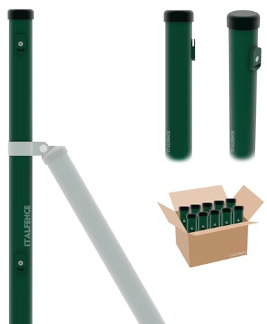 Italfence - Piquet rond pour Clôture, plastifié vert (Toutes les hauteurs) [H 150cm, Ø34mm, 5 pièces]